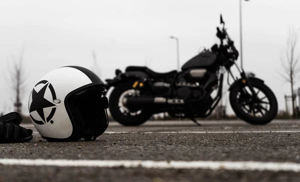 Black White Ball Black Motorcycle — Stock Photo, Image
