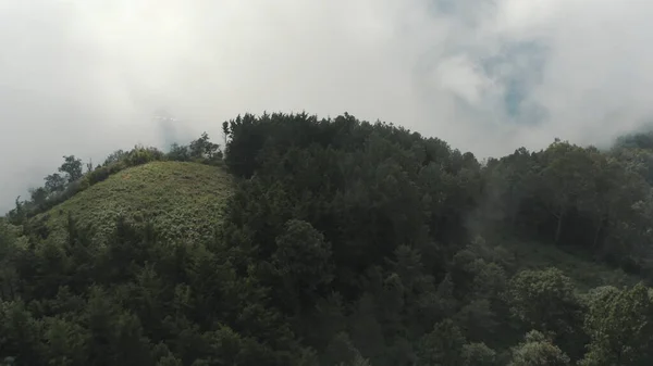 Een Betoverend Shot Van Prachtige Bergen Onder Een Mistige Lucht — Stockfoto