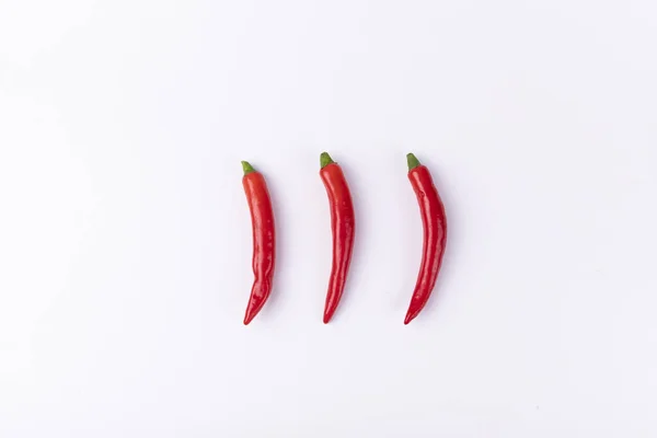 Three Fresh Chili Peppers Isolated White Background — Stock Photo, Image