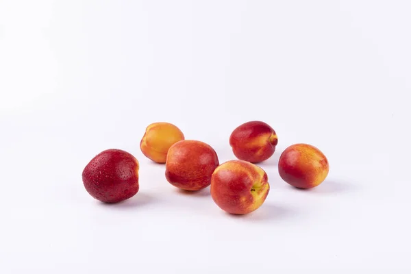 Fresh Peaches Isolated White Background — Stock Photo, Image