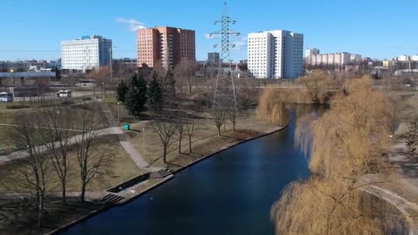 Luchtfoto Van Prachtige Stad Minsk Wit Rusland Overdag — Stockvideo
