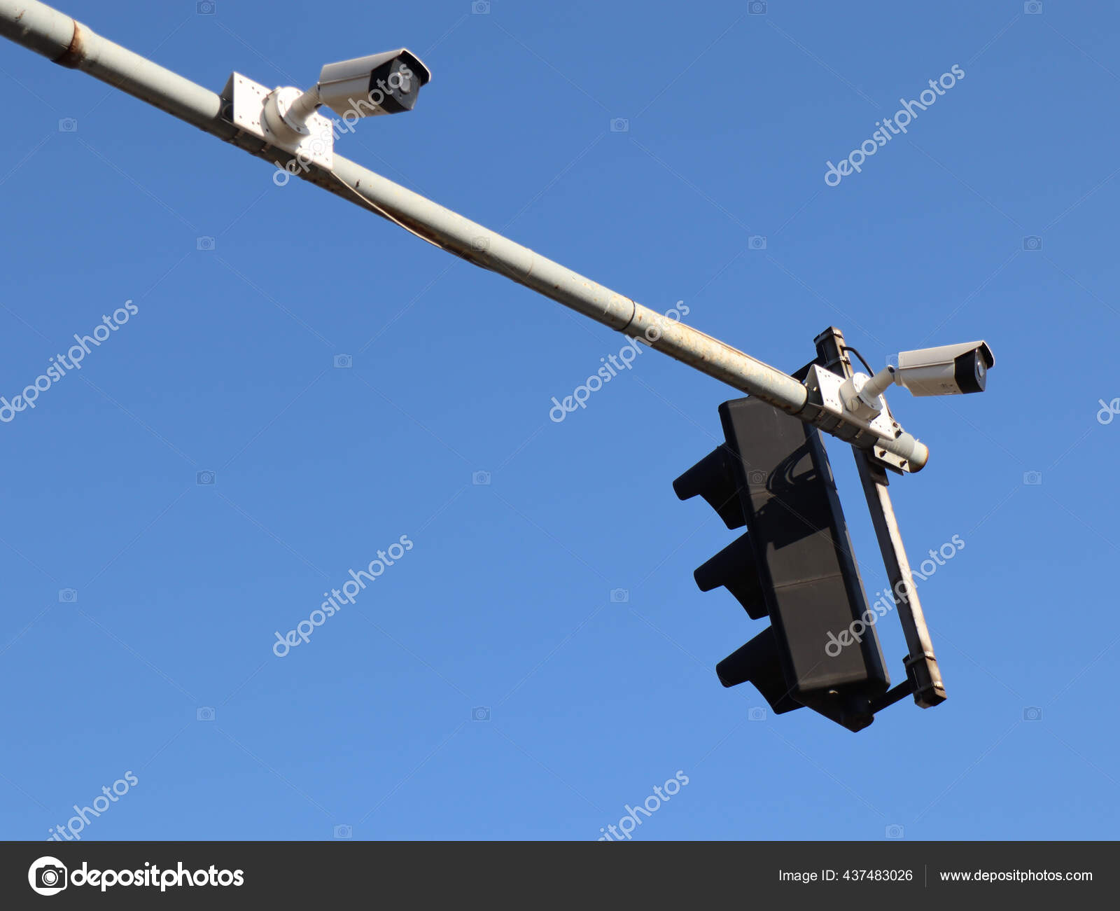 Closeup Shot Traffic Light Sky Back Shot Traffic Lights Town