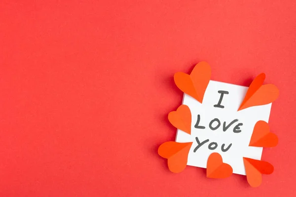 Eine Schöne Valentinstagskarte Mit Dem Schriftzug Ich Liebe Dich Und — Stockfoto