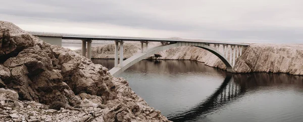 Панорамный Вид Мост Паг Фортики Хорватия — стоковое фото