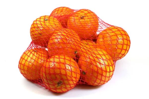 Isolated Shot Bunch Oranges Net White Background — Stock Photo, Image