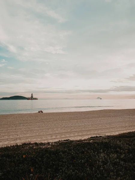 Colpo Verticale Della Bellissima Spiaggia Coperta Sabbia Riva Mare — Foto Stock