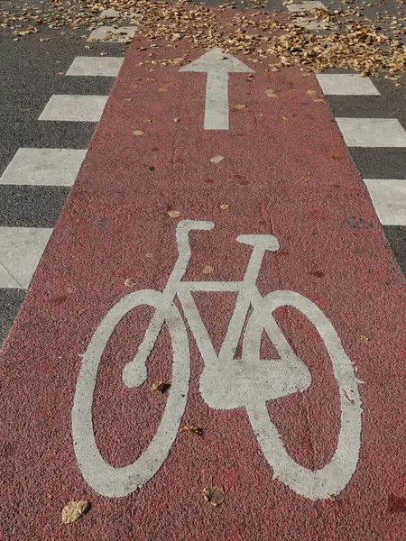 Een Close Van Het Fietsbord Het Straatdeel Dat Aanmerking Komt — Stockfoto