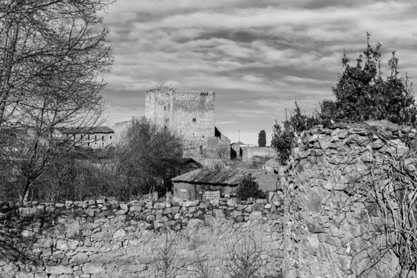 Gråskalig Bild Puente Del Congosto Salamanca Spanien — Stockfoto