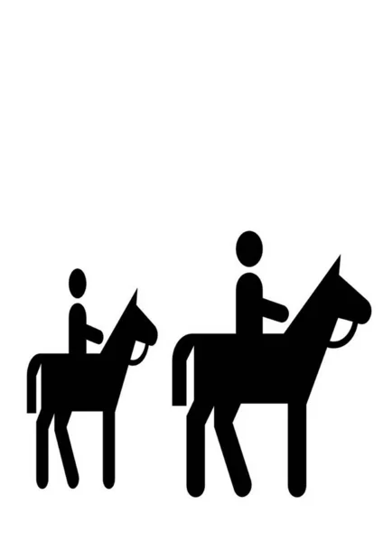 Ilustración Vertical Los Iconos Caballos Jinetes Aislados Sobre Fondo Blanco — Foto de Stock