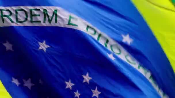 Zwaaiende Vlag Van Brazilië Beeldmateriaal — Stockvideo