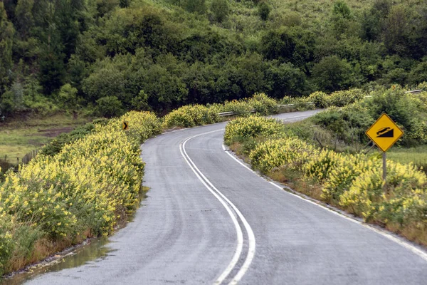 Primo Piano Una Strada Vuota Con Bellissimi Paesaggi — Foto Stock