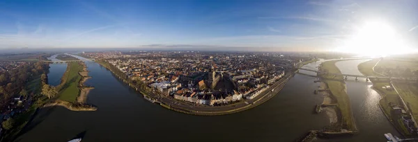 Panorama Paisagem Urbana Aérea Cidade Medieval Holandesa Deventer Nos Países — Fotografia de Stock