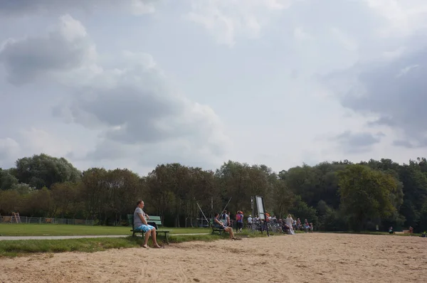 Poznan Poland Aug 2017 People Resting Walking Beach Rusalka Lake — Stock Photo, Image