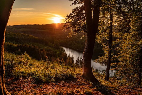 Coucher Soleil Sur Lac Allemagne — Photo