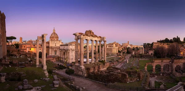 Panoramic Shot Roman Forum Rome Italy Beautiful Sunset — Stock Photo, Image