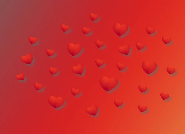 Ilustrace Malých Srdcí Stíny Červeném Pozadí — Stock fotografie