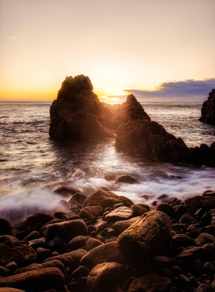 Krásný Záběr Východu Slunce Cala Canyet Santa Cristinain Costa Brava — Stock fotografie