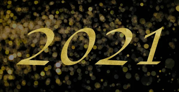 2021 Geschreven Gouden Kleur Bokeh Achtergrond — Stockfoto