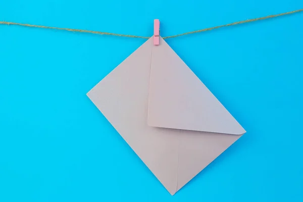 Beautiful Shot Pink Envelope Blue Background — Stock Photo, Image