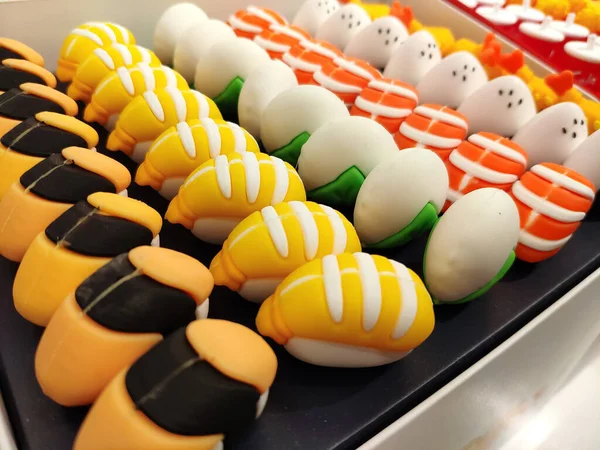 Brinquedos Coloridos Forma Rolo Sushi — Fotografia de Stock