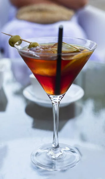 Tiro Seletivo Foco Fresco Dirty Manhattan Cocktail — Fotografia de Stock