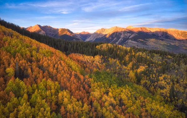 Uno Scatto Aereo Bellissimo Paesaggio Autunnale — Foto Stock