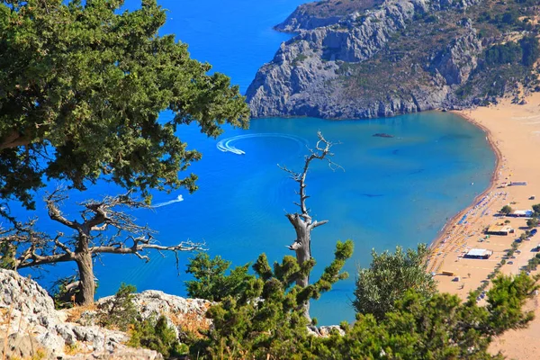 Tiro Aéreo Bela Ilha Rodes Capturado Dia Ensolarado Grécia — Fotografia de Stock