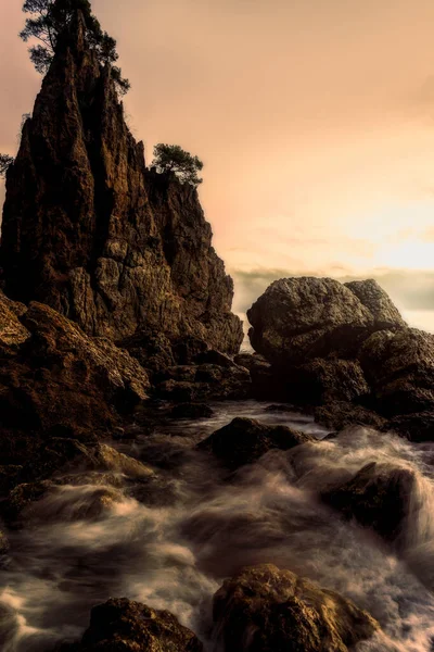 Una Hermosa Toma Del Amanecer Cala Golfet Palafrugell Costa Brava — Foto de Stock