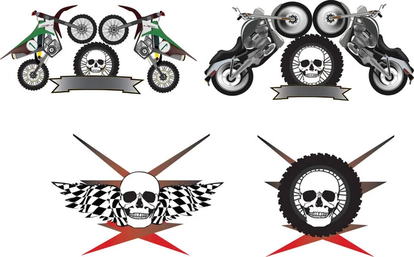 Uma Ilustração Cabeças Crânio Motocicletas Backgrou Branco — Fotografia de Stock