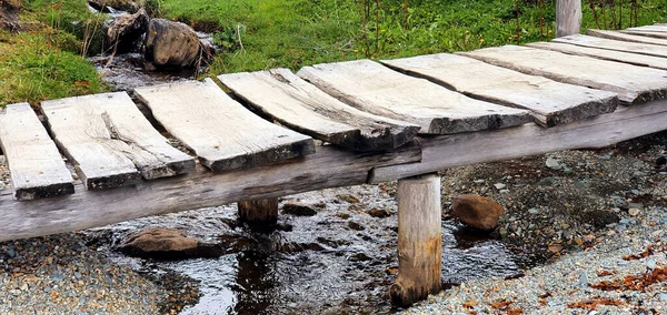 Plan Rapproché Petit Pont Bois Dessus Ruisseau — Photo