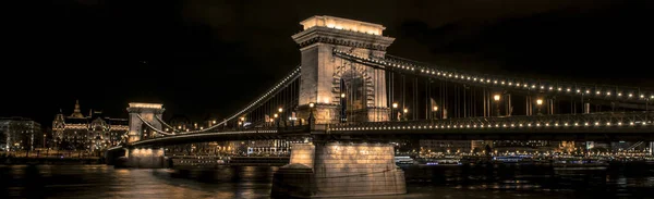 2018 Budapest Hungary Jun 2018 Spectacular View Chain Bridge Night — 스톡 사진