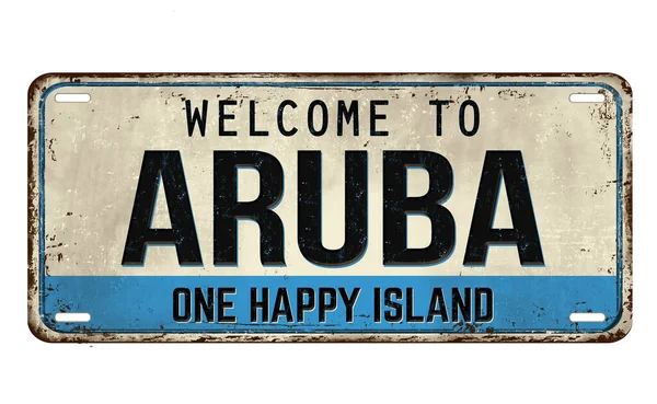 Welcome Aruba Vintage Rusty Metal Plate White Background Vector Illustration — Stock Fotó