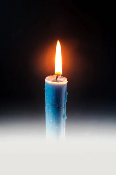 Vertical Closeup Shot Single Long Candle Burning Flame — Stock Photo, Image