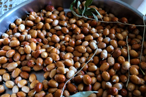 Una Ciotola Bacche Argento Fresche Frutti Elaeagnus — Foto Stock