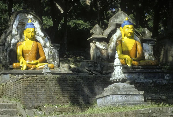 Templo Swayambhunath Sobre Katmandú Nepal Asia — Foto de Stock