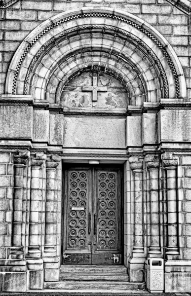 Plano Vertical Escala Grises Entrada Basílica Catedral San Luis — Foto de Stock