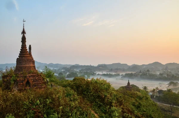 Una Hermosa Vista Templo Mrauk Myanmar — Foto de Stock