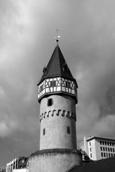 Low Angle Greyscale View Bockenheimer Warte Watchtower Cologne Germany — Stock Photo, Image