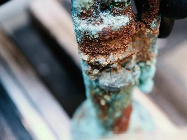 Selektiv Fokusbild Gammal Rustik Metall Suddig Bakgrund — Stockfoto