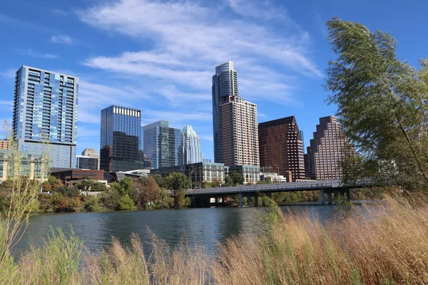 Beautiful View Colorado River Skyline Downtown Austin Texas — Stock Photo, Image