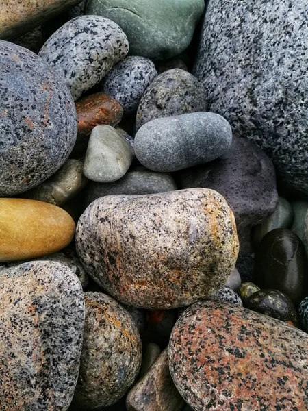 Closeup Vertical Shot Pile Colorful Pebble Stones Molen Beach Norway — Stock Photo, Image