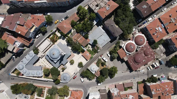 对土耳其伊斯坦布尔苏莱曼尼亚伊斯兰穆斯林清真寺的空中射击 — 图库照片