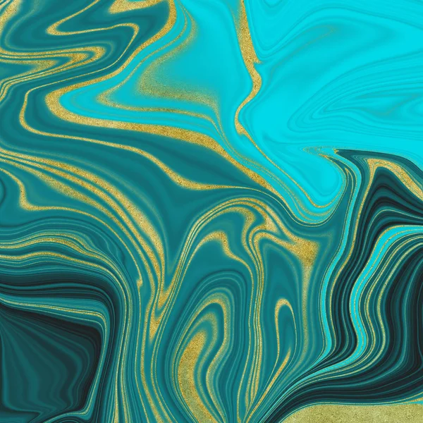 Illustration Gyllene Och Gröna Vågor Med Glitter För Abstrakt Bakgrund — Stockfoto
