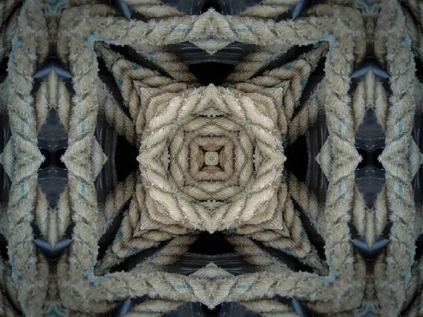 Abstrakcyjny Wzór Kalejdoskopu Wykonany Pokrywającej Się Wiązanej Liny Sznurka Siatki — Zdjęcie stockowe