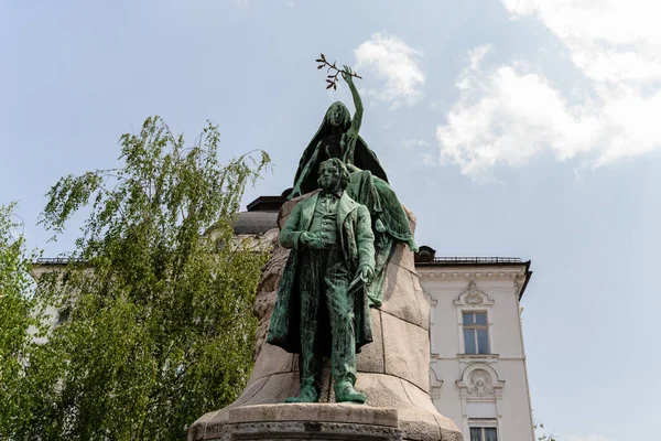 Ein Schönes Denkmal Für France Presher Ljubljana Slowenien Unter Blauem — Stockfoto