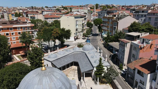 Luchtfoto Van Amosque Gebouwen Aan Weg Istanbul Turkije — Stockfoto