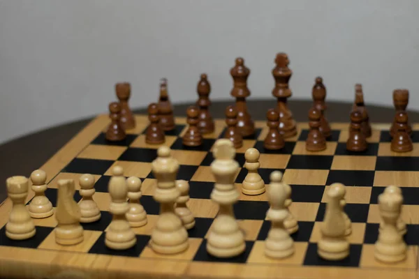 Detailní Záběr Šachových Figurín Šachovnici — Stock fotografie