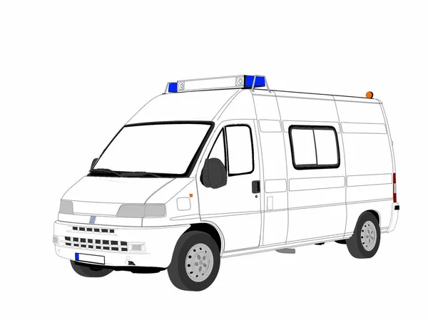 Illustrazione Ambulanza Isolata Sfondo Bianco — Foto Stock