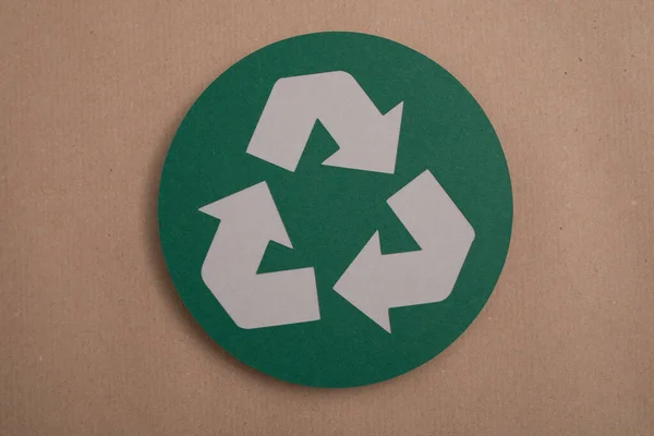 Een Bovenste Uitzicht Opname Van Groene Recycle Teken Van Een — Stockfoto