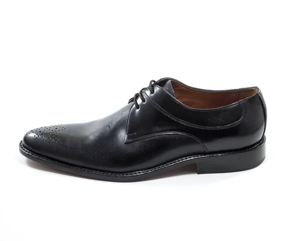 Zapatos Negros Clásicos Hombre Aislados Sobre Fondo Blanco —  Fotos de Stock
